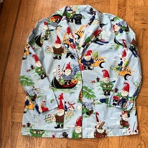 VINTAGE Nick & Nora Pajama Set with Fabulous Gnome Print
